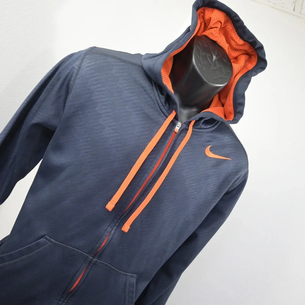 Nike Full Zip Hoodie Mens Medium Dark Blue Therma-Fit Training Sweatshirt
